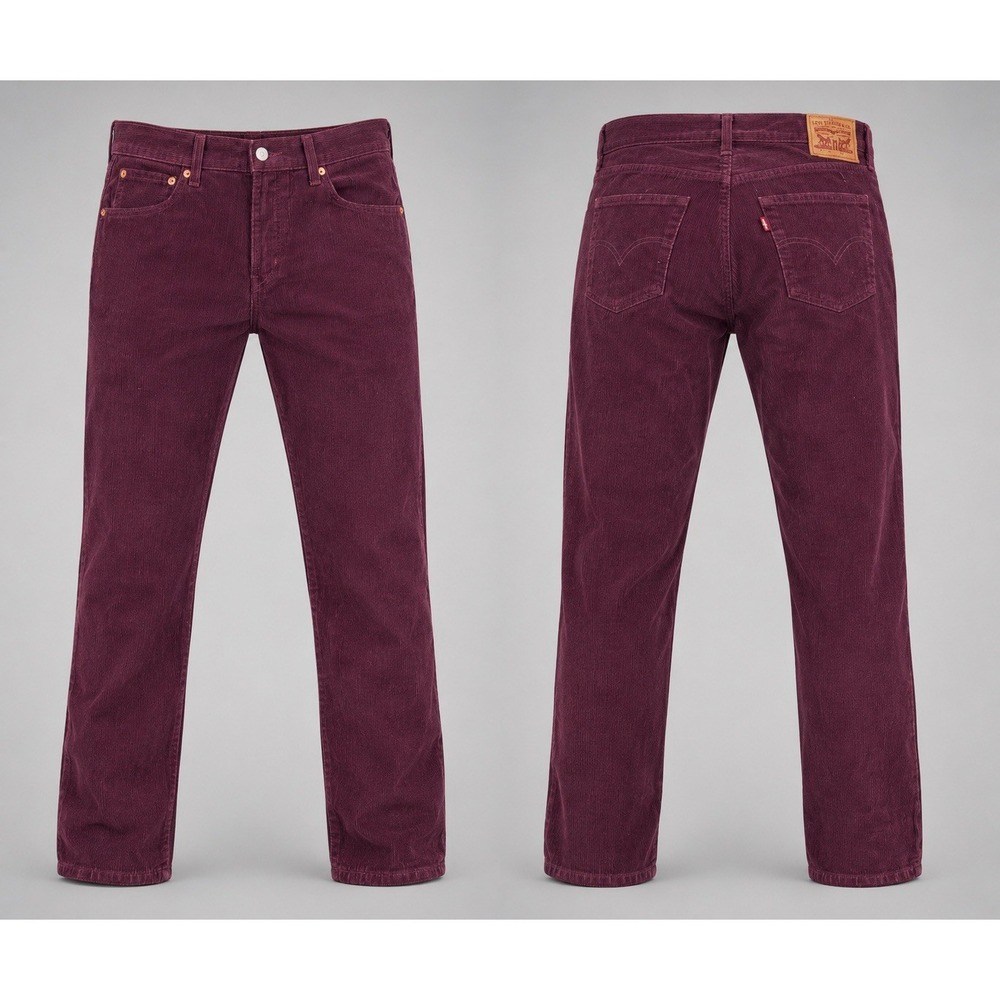 Levis TAPERED BAGGY  Womens 31X32 Burgundy Corduroy Mid Rise Zip Fly Casual